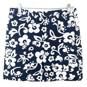 Tommy Hilfiger Women's Blue Floral 100% Cotton Skirt w/Pockets Side Zip Size 10